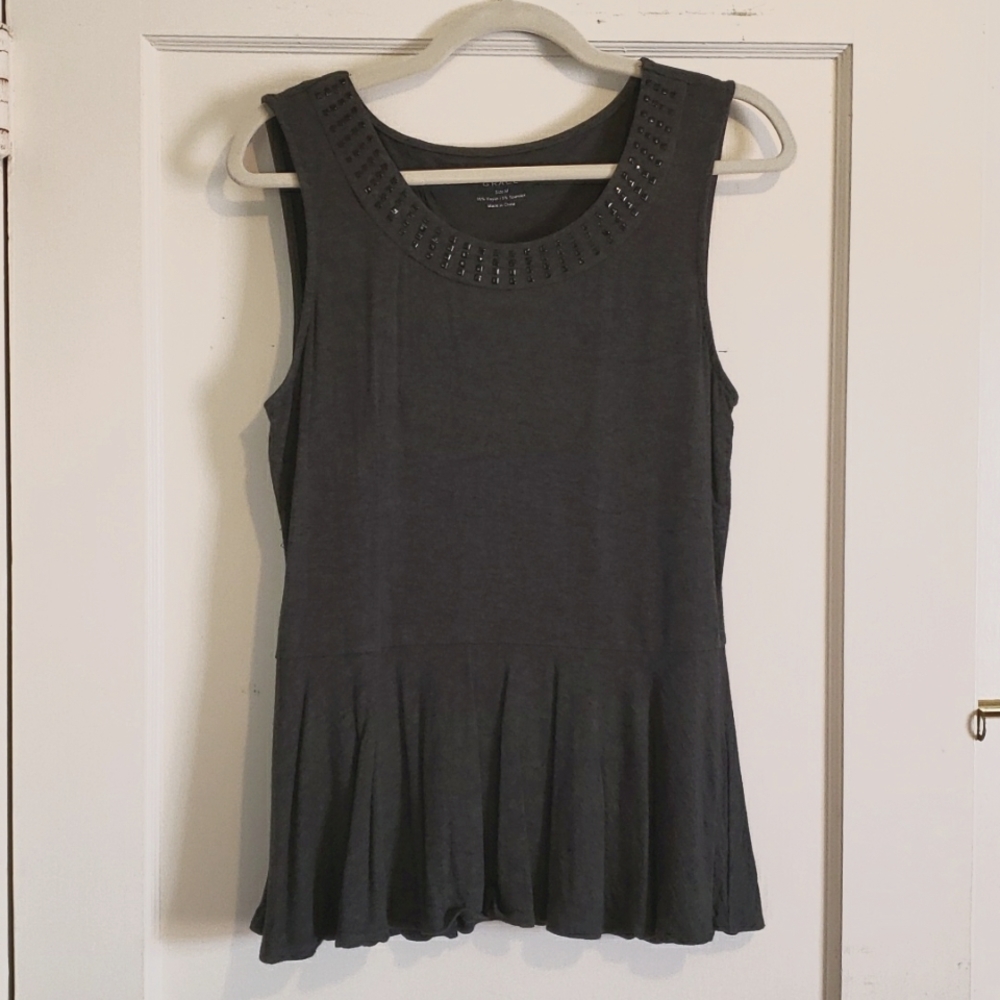 Gray Studded Peplum Tank